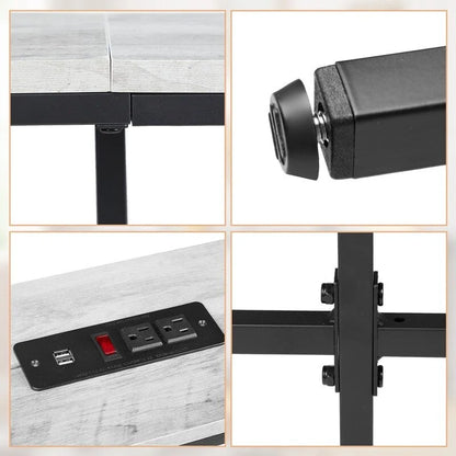 70.9 inch Console Table with 2 Power Outlets and USB Ports, Narrow Entryway Table Sofa Table for Living Room