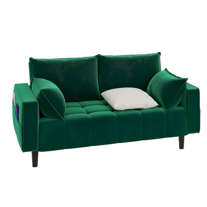Moasis 56 Velvet Tufted Loveseat Sofa with Button Tufted Seat and Side Storage Pocket