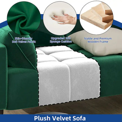 Moasis 56 Velvet Tufted Loveseat Sofa with Button Tufted Seat and Side Storage Pocket