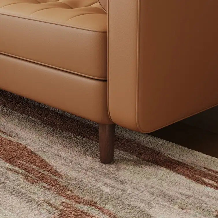 Stateside Mid-Century Square Arm Leather Covered Loveseat Sofa 59