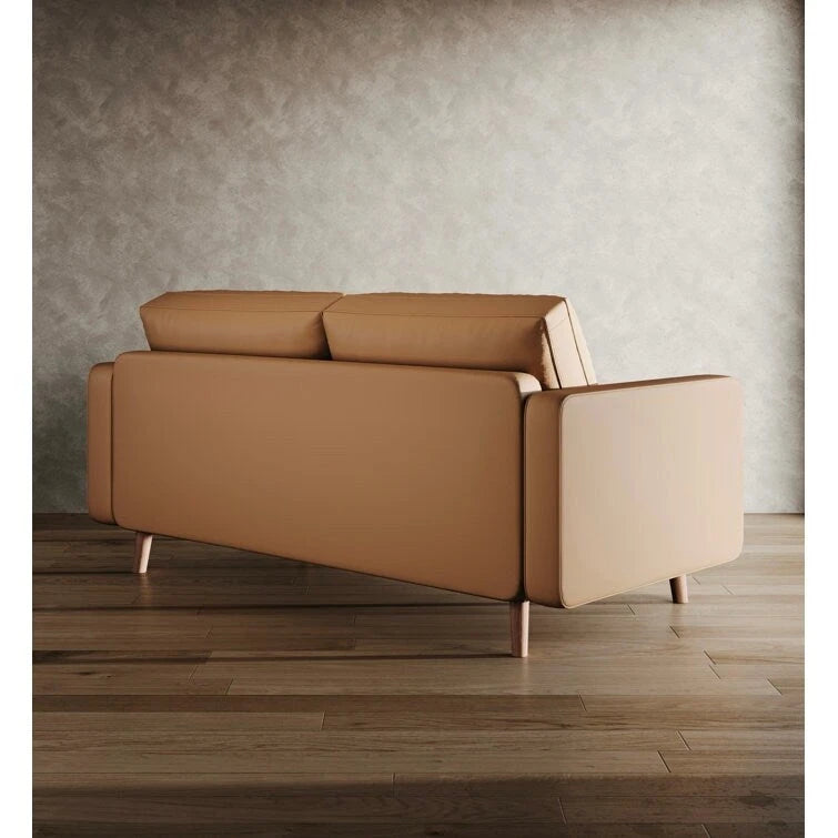 Stateside Mid-Century Square Arm Leather Covered Loveseat Sofa 59