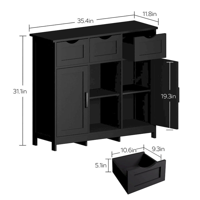 Roomfitters Morden Buffet Sideboard Cabinet with doors and drawers, Coffee Bar Cabinet, Sideboard with Storage