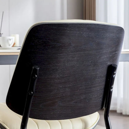 Retro Linen Dining Chairs Set of 2, Bentwood Back with Metal Legs