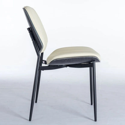 Retro Linen Dining Chairs Set of 2, Bentwood Back with Metal Legs