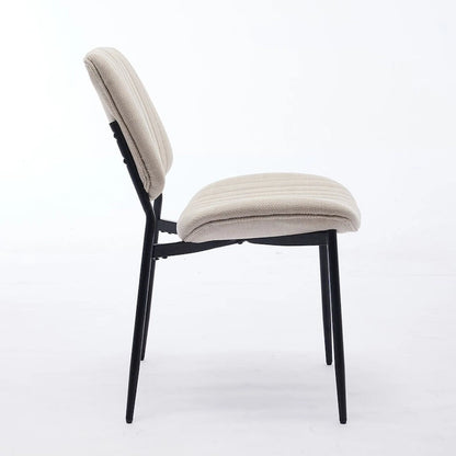 Retro Linen Dining Chairs Set of 2, Bentwood Back with Metal Legs